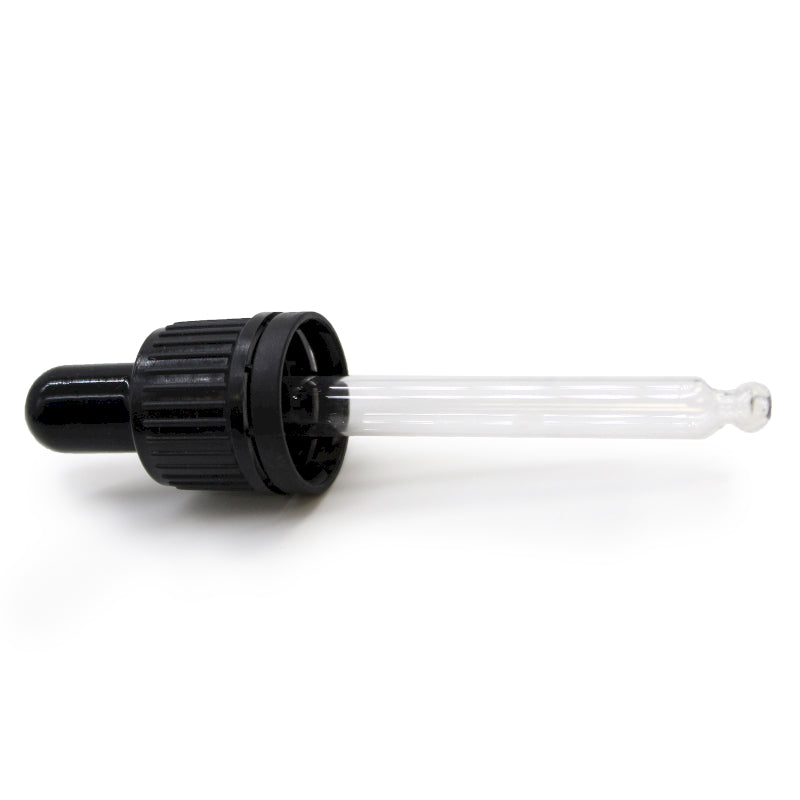 Ribbed Black Glass Dropper Pipette – 18mm