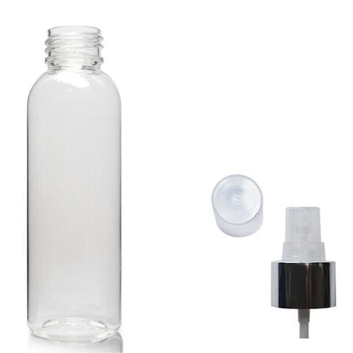 Clear PET Bottles with Silver mist spray