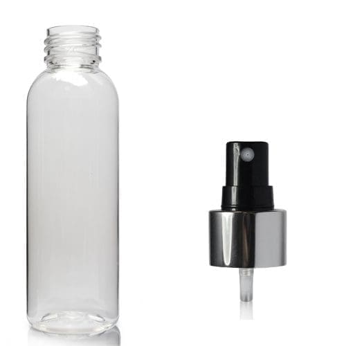 Clear PET Bottles with Silver mist spray