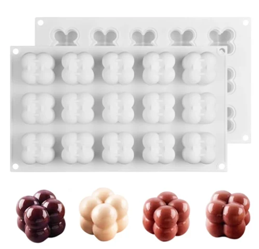 15 Cavity Mini Bubble Cube Candle Mould