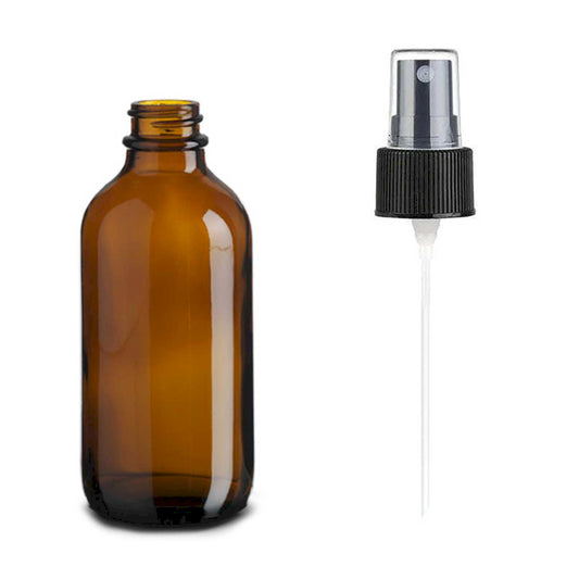 Amber glass bottle - with black mist spray